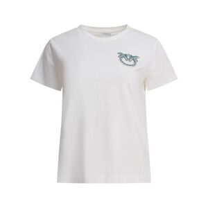 PINKO Women's Embellished Logo Crew Neck T-Shirt Women WHITE T-Shirts & Tops